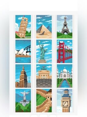 World Landmarks Diamond Art Decor - Blue Multi